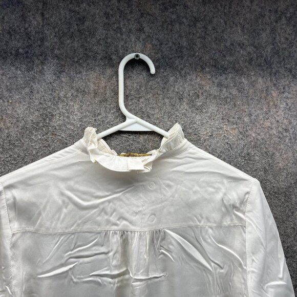 Kobi Halperin Shirt Womens Small White Silk Blend Ruffle Neck Cuff Blouse - Picture 3 of 11